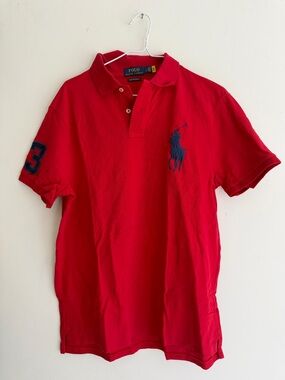 Polo Ralph Lauren big pony 3 RED shirt size L custom slim fit